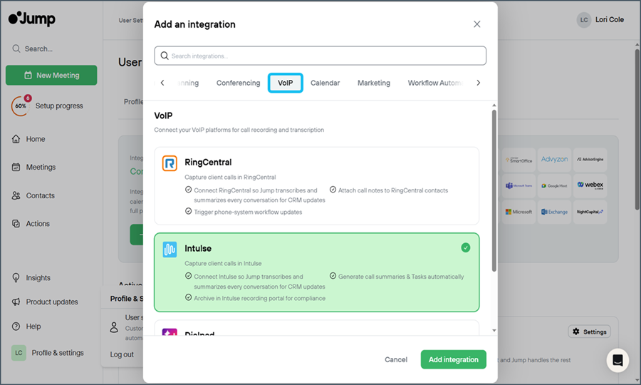 Jump Integration | Intulse Support