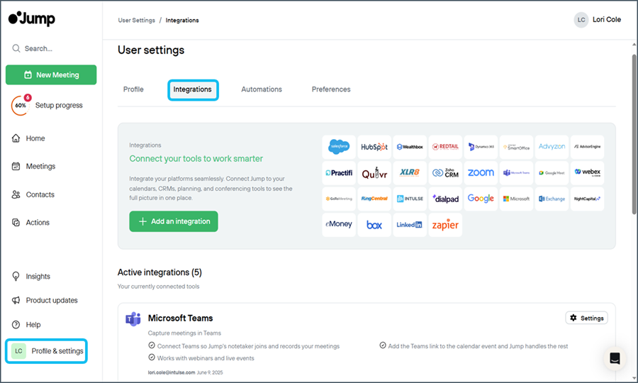 Jump Integration | Intulse Support