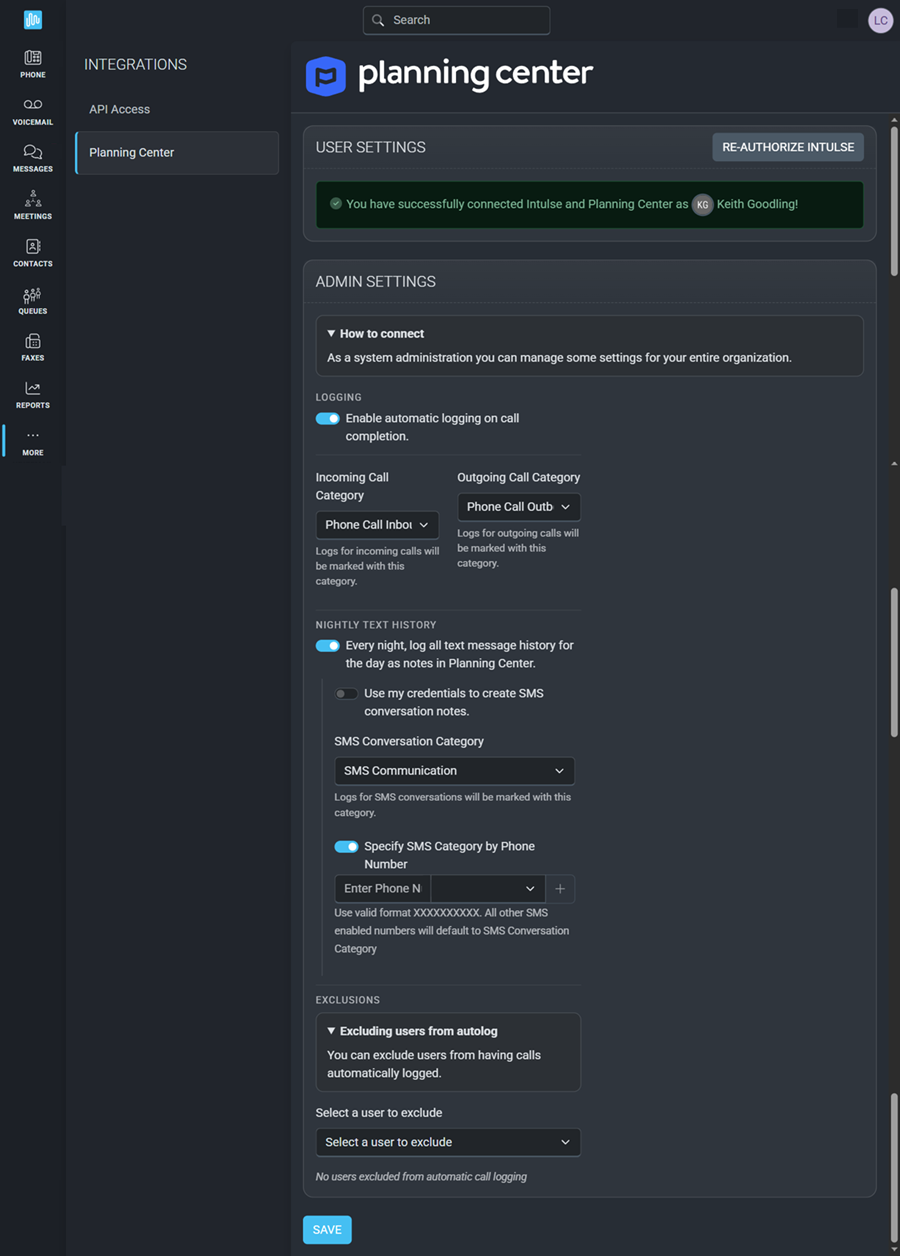Planning Center Integration | Intulse Support