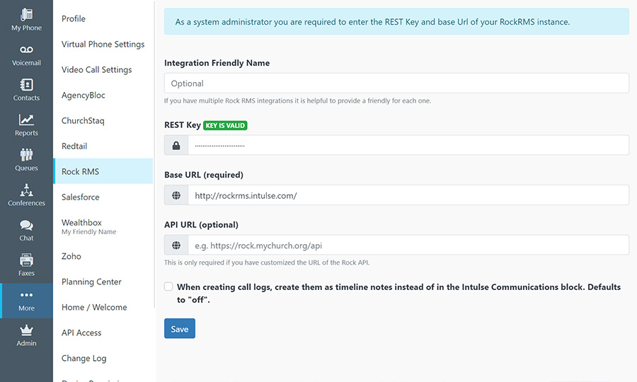 Intulse App RockRMS Settings