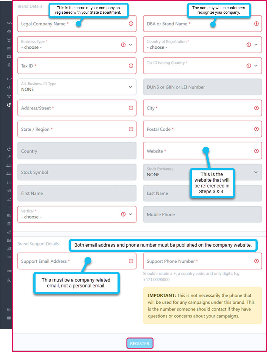 Brandmate Form Step 2: Register Your Brand | Intulse Support