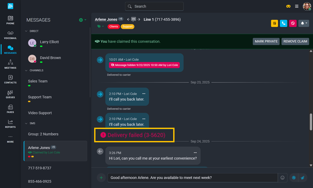 text-delivery-message